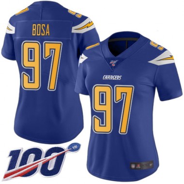 Los Angeles Chargers NFL Football Joey Bosa Electric Blue Jersey Women Limited 97 100th Season Rush Vapor Untouchable